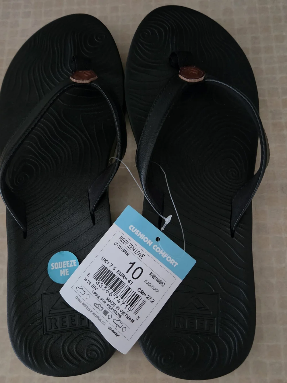 Reef Black Flip Flop Sandals with Brown Accent